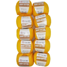 YarnArt Mazuļu kokvilnas vilna ar 50% kokvilnas, 500 g, vienkārtas vilnas (Turmeric 432), 10 x 50 g iepakojumā