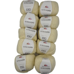 10 x 50 g Himalaya Kashmir adāmadatas vienkāršā 500 g adāmadatas vilnas ar 25% alpakas vilnas, vienkāršā (krēmkrāsas 56809)