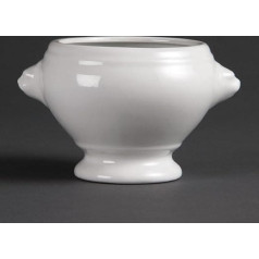 Olympia Whiteware zupas bļodas, 475 ml/16,5 oz (6 gab.), 105 (Ø) mm/ 4 collas, balts porcelāns, zupas bļodu komplekts ar lauvas galvas dizainu - var lietot mikroviļņu krāsnī, trauku mazgājamā mašīnā un saldētavā, W442
