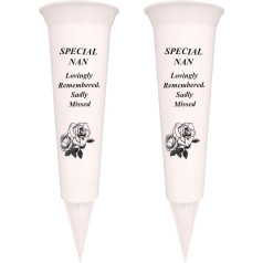 Grave Vases/Flower Holder Ornament (2 Spikes/Package), Engraved with a Funeral Verse | A Personalised Plastic Grave Ornament for Your Loved Ones (Special Nan)