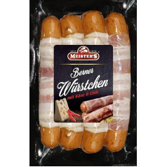 Bernes desiņas ar čili, sieru un bekonu, siera desiņas, grilēšanas desiņas, Premium BBQ grils cepšanai un grilēšanai, 300 g