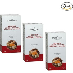 Jacob Hooy® | Rooibos ar ingveru un kurkumu | Rooibos un garšvielu uzlējums bez kofeīna | Garšvielu un Rooibos zāļu tēja maisiņos - 3 x 20 filtri (108g) | Desert Red Tea