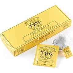 TWG Tea Crème Caramel Tea Rooibos tēja bez karameles un Thein 15 ar rokām šūti kokvilnas tējas maisiņi dāvanu komplekts