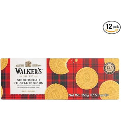 Walkers Pure Butter Shortbread Rounds Skotijas izcelsmes produkts / Autentiska tradīcija kopš 1898. gada - 12 x 150 g Sviesta cepumi - 12 x 150 g