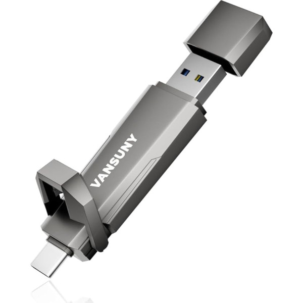 Vansuny USB-C zibatmiņas karte 512 GB ar ātrumu līdz 1000 MB/s Ārējais SSD dubultā USB zibatmiņas karte USB-C + USB A atmiņas karte iPhone 15/16, Android tālruņiem, klēpjdatoriem, planšetdatoriem, Mac, cietvielu diskiem