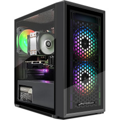 STGsivir - Spēļu galddators, Radeon RX 550 4Go GDDR5, Xeon E5 3,3 GHz, 16G DDR3 RAM, 512G SSD, 600M WiFi, BT 5.0, RGB ventilators x 3, W10H64 Spēļu datora tornis spēlētājiem un straumēšanai