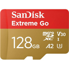 SanDisk 128GB Extreme Go Micro SDXC karte (Android viedtālruņiem un planšetdatoriem, rīcības kamerām, droniem, UHS-I, līdz 200 MB/s 5K, 4K UHD, Rescue Pro Deluxe, V30, Class 10, U3) Amazon