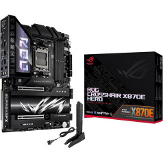 ASUS ROG Crosshair X870E Hero AMD X870E AM5 ATX, Advanced AI PC Ready, 18+2+2 barošanas pakāpes, DDR5, PCIe® 5.0, 5X M.2, Wi-Fi 7, USB4®, AI Overclocking, Core Flex, PCIe slots Q-Release Slim