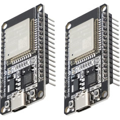 ESP32 USB C ar CP2102 mikroshēmu, ESP32 NodeMCU izstrādes plate ESP-WROOM-32 2.4GHz WLAN WiFi + Bluetooth modulis Arduino IDE (2 gabali)