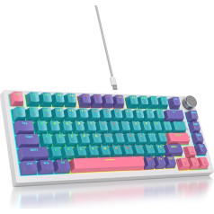 SOLIDEE vadu mehāniskā spēļu tastatūra 75%, karsti nomaināma mehāniskās tastatūras blīve, RGB apgaismojums, QWERTY 82 taustiņi TKL spēļu tastatūra, NKRO tastatūra ar rotējošo pogu (82 jokeri)