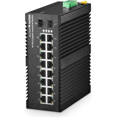 MokerLink 16 portu gigabitu industriālais DIN sliedes Ethernet komutators, 2 gigabitu SFP porti, IP40 tīkla komutators (-40 līdz 185°F), ar barošanas avotu