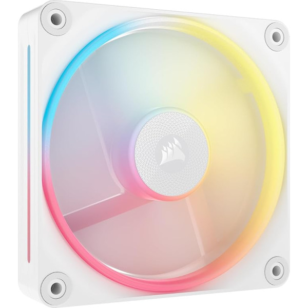 CORSAIR iCUE LINK LX120-R RGB 120 mm PWM reversais ventilators - viens ventilators - zems trokšņa līmenis, CORSAIR magnētiskais kupola gultnis, divas gaismas cilpas, CORSAIR QuikTurn™ skrūves, nulles ātruma režīms - balts