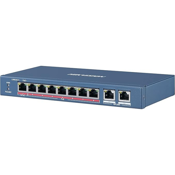 Hikvision Digital Technology DS-3E0310HP-E Tīkla komutators (Fast Ethernet (10/100) Ethernet savienojums ar šo portu (PoE) Blue)