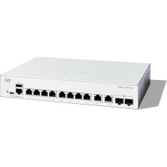 Cisco Catalyst 1300-8T-E-2G Pārvaldāms komutators, 8 portu GE, EXT. PS, 2 x 1-GE Combo, ierobežota mūža aizsardzība (C1300-8T-E-2G)