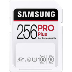 Samsung PRO Plus 256GB SDXC UHS-I U3 100MB/s lasīšanas ātruma atmiņas karte Full HD un 4K UHD MB-SD256H/EU