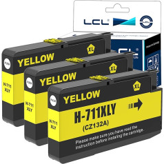 LCL saderīga tintes kasetne 711XL 711 XL CZ132A HighYield Pigment (3Yellow), kas paredzēta HP Designjet T530 T130 T525 T120 24 T120 610 T520 24 T520 36 T520 610 T520 914 T125 24