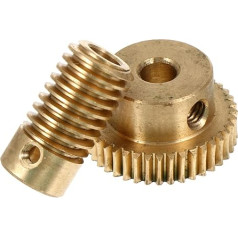 GLEAVI 2 Sätze Turbinenwelle Schneckenradgetriebe Zahnräder Käfig Gang Mechanische Getriebe Kegelradgetriebe Schneckenradwelle Schneckengetriebe Schneckenmotor Golden Kupfer 2 Stück * 2