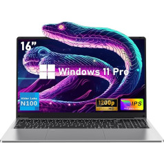 NIAKUN 16 collu klēpjdators, procesors N100 (līdz 3,4 GHz), RAM 16 GB + SSD 1 TB, Full HD 1920 x 1200P, klēpjdators ar apgaismotu tastatūru, WiFi 5, USB 3.0, 6000 mAh