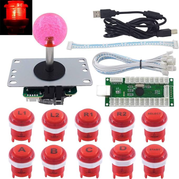 SJ@JX Arkādes spēļu LED DIY komplekts Mehāniskās tastatūras slēdža LED poga PC MAME Retropie Arcade Joystick Controller Zero Delay USB Encoder