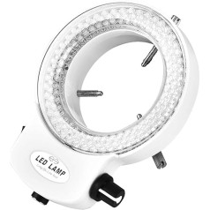 Ejoyous LED gredzena gaismas mikroskops, kameras gredzena lampa mikroskopam, regulējams 144 LED gredzena apgaismojuma gaismas gaismas avots stereomikroskopam, juvelierizstrādājumu remonta lampai (balta)