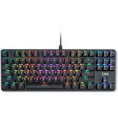 DR1TECH Raven mehāniskā TKL spēļu tastatūra datoram/PS4 ar RGB apgaismojumu - 87 taustiņi pret izgaismojumu - ergonomiska USB tastatūra ar kabeli (starptautiskais izkārtojums)