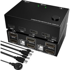 Annadue HDMI KVM 2X2 Switches, 2 Port HDMI KVM Switch Dual 4K 30Hz, HDCP 2.0 for 2 Computers Share USB Keyboard Mouse KVM Converter, Plug and Play