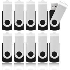 KOOTION USB atmiņas zibatmiņas 16 GB 10 USB zibatmiņu komplekts 10 atmiņas zibatmiņu komplekts Atmiņas zibatmiņas 16G Krāsains zibatmiņas disks USB 2.0 10 USB zibatmiņu komplekts Metāla zibatmiņas zibatmiņas 16 GB, melns