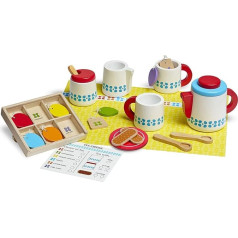 Melissa & Doug 22 gabaliņu koka tējas pagatavošanas un pasniegšanas komplekts - rotaļu pārtikas un virtuves piederumi