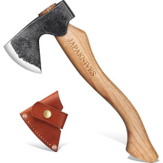 Japaknives Hatchet cirvis ar ādas apvalku sadalīšanas cirvis kokam Kalti asas rokas cirvis Ergonomisks izliekums izdzīvošanas cirvis Bushcraft kempinga mini āra cirvis