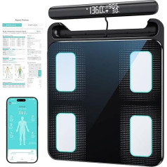 Body Fat Scales with Hand Sensors, Body Analysis Scales with App, Scales with Body Fat and Muscle Mass, 8 Electrodes Personal Scales with Body Fat Analysis for 28 Readings, Measures Weight, Body Fat,