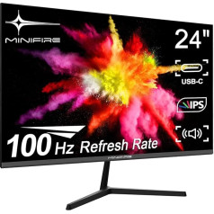 Minifire 24 collu USB-C monitors ar skaļruni, 100 Hz, IPS, FHD 1080P adaptīvās sinhronizācijas PC ekrāns, HDMI USB-C pieslēgvietas (HDMI kabelis MF24X3 iekļauts)