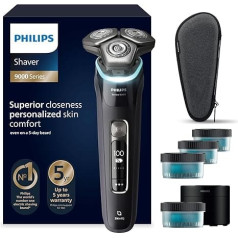 Philips skuveklis S9000 - Elektrischer Nass-& Trockenrasierer für Männer, Schwarz, Lift & Cut System, SkinIQ Technologie, Barttrimmer, Reinigungsstation, Ladestation & Reiseetui(Modell S9976/63)