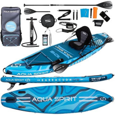 Aqua Spirit SUP piepūšamais stāvdēlis 2024, 320 x 81 x 15 cm/457 x 91 x 15 cm, pilns komplekts ar airi, mugursomu, sūkni un citiem piederumiem, pieaugušajiem iesācējiem / ekspertiem