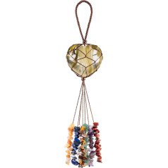 Nupuyai Vulkāniskā ķiršu kvarca sirds akmens karājas rotājumi 7 čakru dziedināšanas kristāli Tumbled Stones Crystal Tassels automašīnas un mājas apdare Reiki joga meditācija