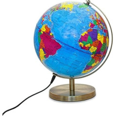 Magellan Albion Apgaismots globuss Politiskā karte ar LED apgaismojumu 25 cm Globuss ar misiņa metāla pamatni un meridiānu Komplektā ietilpst kabelis un USB barošanas avots Politiskās kartes attēls 25 cm