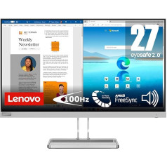 Lenovo L27i-40 | 27 collu Full HD monitors | 1920 x 1080 | 100 Hz | 300 nitu | 4 ms reakcijas laiks | IPS panelis | HDMI | VGA | AMD Radeon FreeSync | Integrēts skaļrunis | Anti-Glare | 4,3 kg | Pelēks