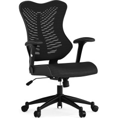 Flash Furniture Dizainera grozāms krēsls ar augstu atzveltni un regulējamām roku daļām, tērauda melns siets, 66,04 x 64,77 x 31,75 cm
