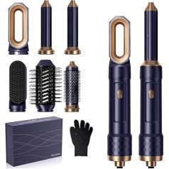 6-in-1 Airstyler matu veidotājs, matu taisnotājs, matu iztaisnotājs matu apjomam, iztaisnošanai, ieveidošanai, ieveidošanai un ieveidošanai ar silta gaisa suku, apaļa birste matu fēns, automātiskā matu taisnotāja birste, matu veidotājs matu a