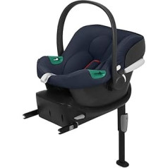 CYBEX Silver Aton B2 i-Size bērnu autokrēsliņš ar bāzi One, ietver ISOFIX bāzi un jaundzimušā ieliktni, saderīgs ar SensorSafe, no dzimšanas līdz aptuveni 24 mēnešiem, maks. 13 kg, līča zils
