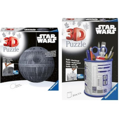 Ravensburger 3D Puzzle 11555 Star Wars Nāves zvaigzne 540 gabaliņu Puzzle bumba pieaugušajiem un bērniem no 10 gadiem & 3D Puzzle 11554 Utensilo Star Wars R2D2-54 gabaliņi