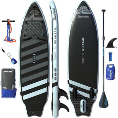 AQUAPLANET Labākais airēšanas komplekts - Wingtail Surf-SUP | 2.7m | Beinhaltet Finne, Paddel, Pumpe, Reparaturset, Rucksack, Leine, Trockensack, Trageriemen