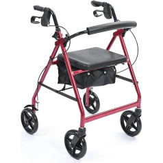 NRS Healthcare A sērijas 4 riteņu staiguļu staigulītis Walker Red