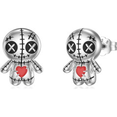 Voodoo lelles auskari Sterlinga sudraba Halloween auskari Gothic auskari Juvelierizstrādājumi Absolventu dāvana Mātes dienai sievietēm
