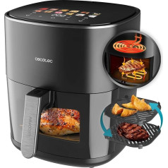 Cecotec karstā gaisa fritēze bez eļļas 6,5 L grila plate - Grils - Divi sildelementi - Gaisa fritēze Cecofry & Grill Duoheat 6500. 2200 W, diētiskā tabula un digitālais, logs, temperatūras kontrole 40-200 °C,