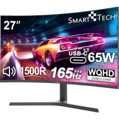 Smart Tech PC-Display 27 Zoll (68 cm) 270G02QVC gebogen 1500 R, VA-Platte, Atslēga 2560 x 1440, 165 Hz, 1ms, HDMI 2.1, USB 2.0, G-Sync, Free Sync, HDR10