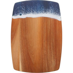 OUNONA Koka sveķu sasmalcināšanas dēlis Blue Wave Pattern Charcuterie Boards Siera servēšanas dēlis Okeāna tēma Gaļas dārzeņi Augļu ballītes paplāte virtuves ēdiena sagatavošanai