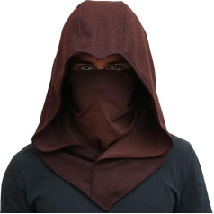 SIC HOODS Assassins Hood Face Mask Balaclava Adaptable Hoodie Casual Cosplay Chestnut Brown One Size, bordo krāsā, brūns