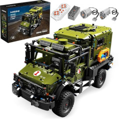 MISINI Technik TGL T4023 RC Unimog Ambulance Clamping Blocks Model Kit, 3850 gabali, liels tālvadības pults vadāms ātrās palīdzības apvidus transportlīdzeklis, MOC militārā apvidus transportlīdzekļa rotaļlietu dāvanas pieaugušajiem