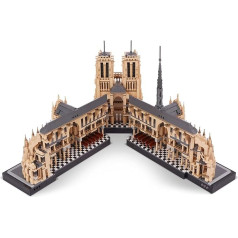 LULUFUN Būvbloku komplekts, pārvietojams Parīzes Notre Dame de Paris baznīcas modeļu būves komplekts, 3D puzle pieaugušajiem, arhitektūras būves rotaļlieta, 5210 gabaliņi