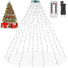 Auriostar Fairy Lights Ziemassvētku eglītes gredzens 2,5 m - 300 LED 12 virtenes Ziemassvētku eglītes apgaismojums iekštelpu pasaku apgaismojums ārā 8 režīmi taimeris Ziemassvētku apgaismojums 150 cm, 180 cm 250 cm Ziemassvētku eglītei Warm